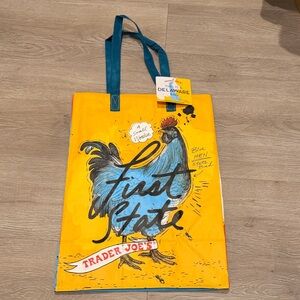Trader Joe's Yellow 'First State' Tote Bag with Blue Hen Illustration